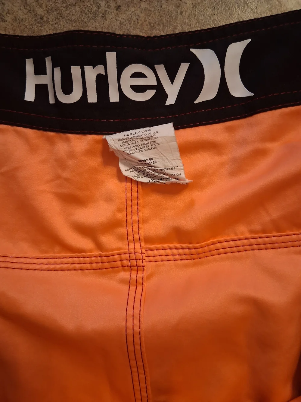 Hurley Men's Orange Swim Boardshorts with Red Drawstring